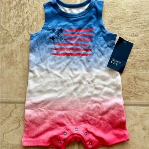 Crown & Ivy Baby 12 Months Air Force Military Patriotic Button Romper Planes